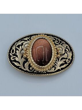Vintage Belt Buckle With Goldstone Cabachon #1947